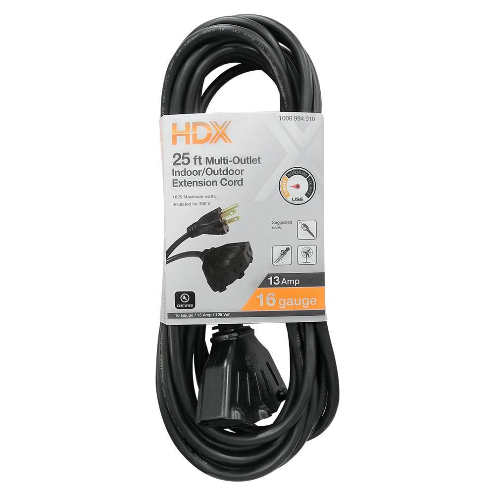 HDX 25 Ft. 16/3 Light Duty Indoor/Outdoor Extension Cord with