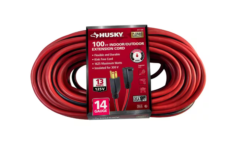 NOB, NOB Husky 100ft 14ga Extension Cord Red/Black