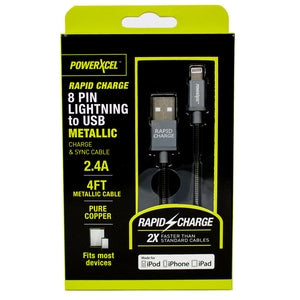 PowerXcel 4FT Lightning 2.4A Cable, Grey | CVS