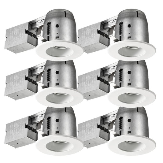 Commercial Electric Swivel Baffle Series 4 in. New Construction and Remodel White Recessed Kit (6-Pack)