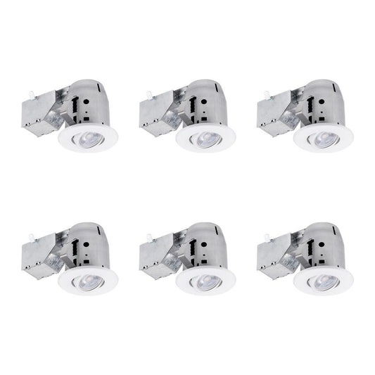 Commercial Electric 3 in. White LED IC Rated Swivel Round Trim Recessed Lighting Kit, LED Bulbs Included (6-Pack)