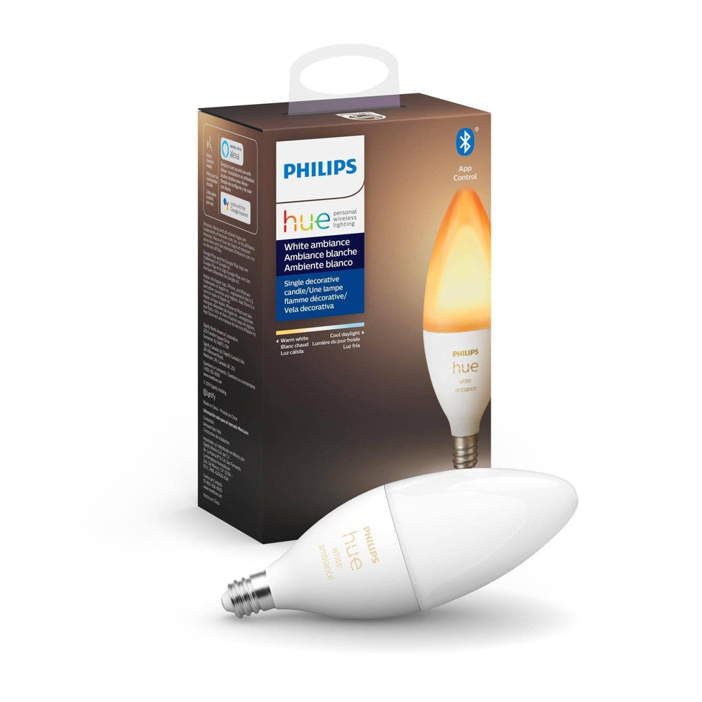 Philips Hue 40-Watt Equivalent E12 Smart LED Candelabra Tuneable White Light Bulb with Bluetooth (1-Pack)