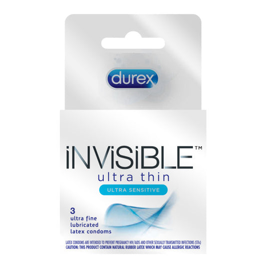 Durex Invisible UltraThin UltraSensitive Lubricated Latex Condoms 3 Each by Durex