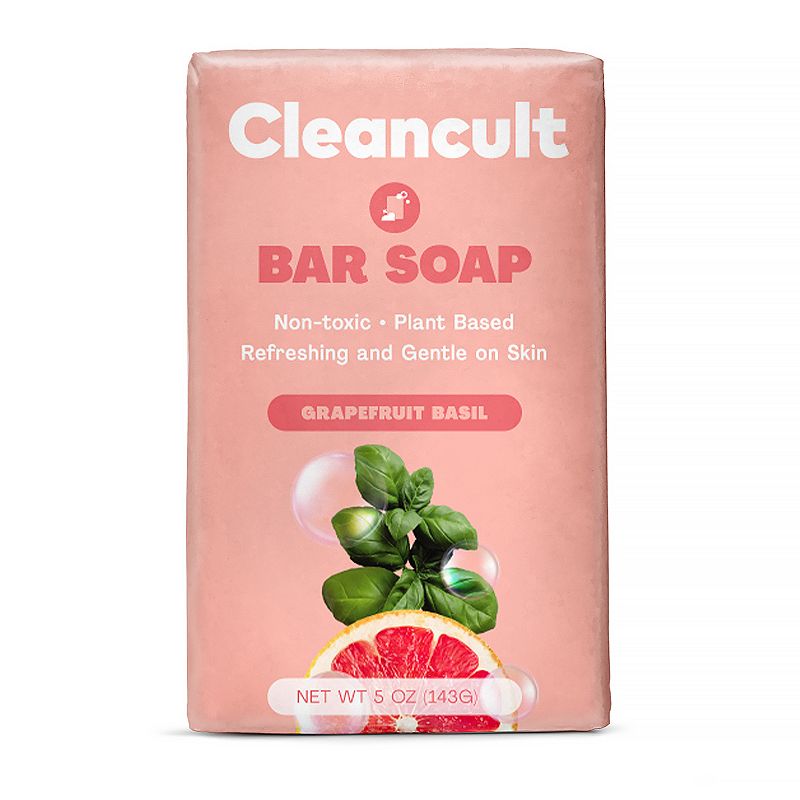 Cleancult Natural Bar Soap for Hands Body & Face  Grapefruit Basil Scent  5 Oz Bar  Cruelty Free & Eco Friendly  Men & Women  Sensitive Skin Moisturiz