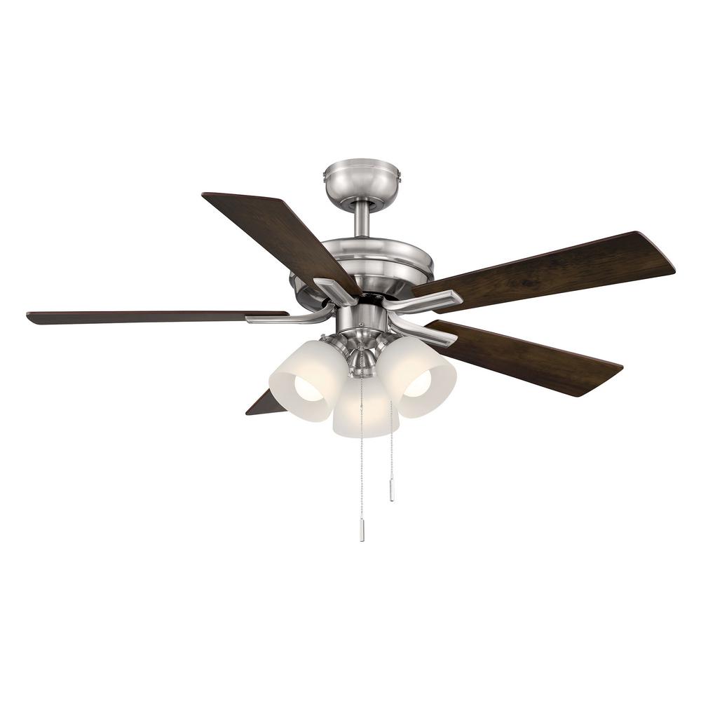 Hampton Bay Sinclair II 44 in. Indoor Brushed Nickel LED Ceiling Fan with Light