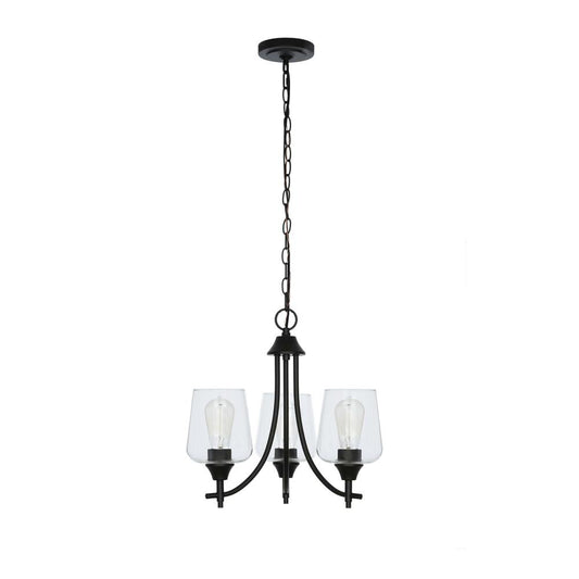 Hampton Bay Pavlen 3-Light 18 in. Rustic Bronze Hanging Candlestick Chandelier with Clear Glass Shades for Dining Room