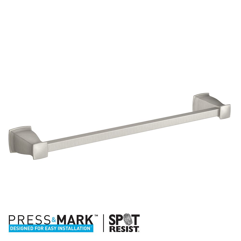 MOEN Hensley 18 in. Towel Bar with Press and Mark in Brushed Nickel