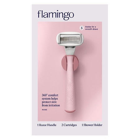 Flamingo 5-Blade Women's Razor - 1 Papaya Handle with 2 Razor Blade Refills