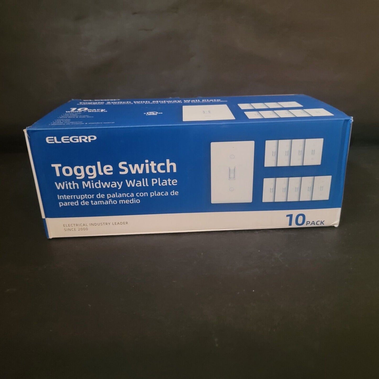 Elegrp Toggle Switch with Midway Wall Plate 10 Pack White