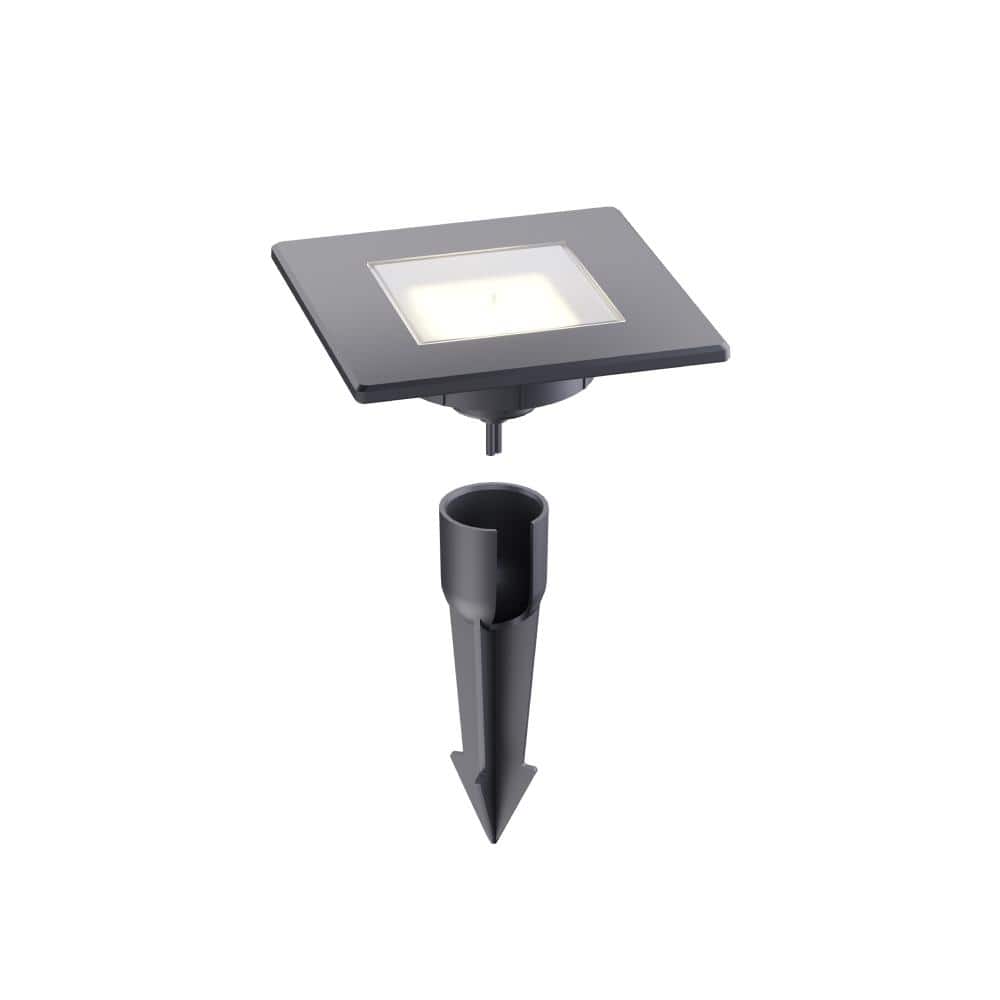 Hampton Bay Castleberry Low Voltage Landscape Black Square in Ground Well/Deck Light with 1.8-Watt 150 Lumen Integrated LED
