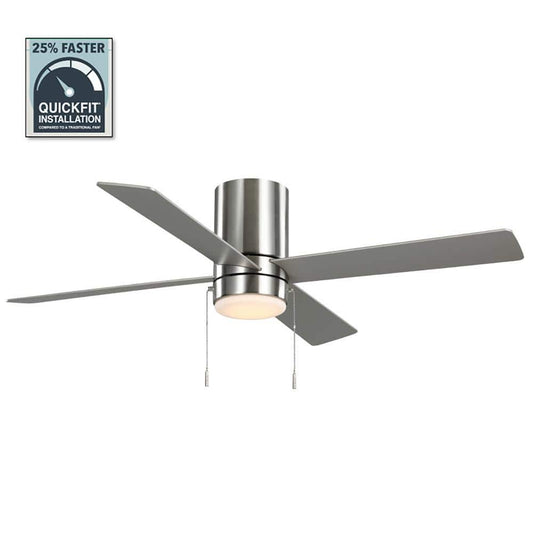 Hampton Bay Scenic 52 in. Integrated LED Indoor Brushed Nickel Hugger Ceiling Fan with Reversible Motor & Reversible Blades Included