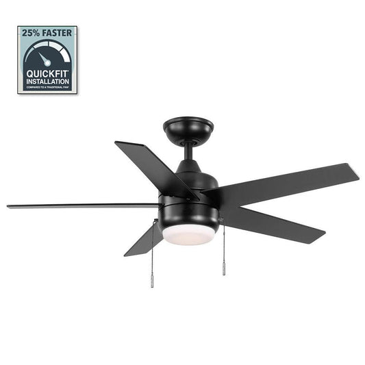 Hampton Bay Mena 44 in. LED Indoor/Outdoor Matte Black Ceiling Fan with Light Kit and Reversible Blades Included