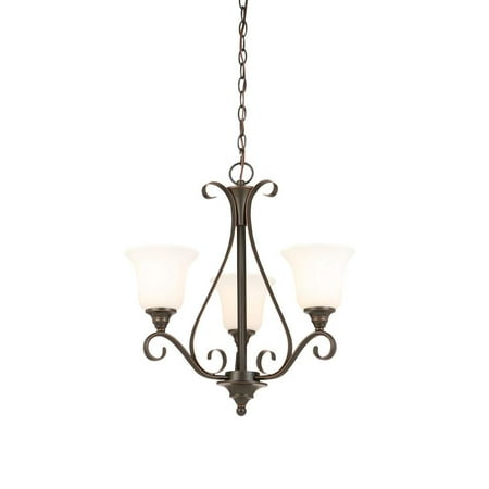 Hampton Bay 3-Light Oil Rubbed Bronze Chandelier with Frosted Shade