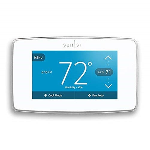 Emerson - Sensi Touch Smart Programmable Wi-Fi Thermostat-Works with Alexa, C-Wire Required - White, NOB